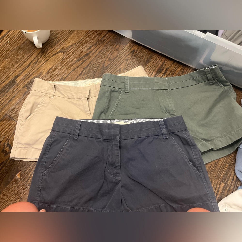 J. Crew Navy, Green and Khaki Chino Shorts Casual Style